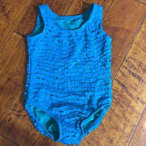 Custom aqua blue leotard. Size M